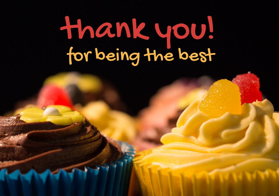 Colorful Cupcakes Expressing Gratitude with Heartfelt Message