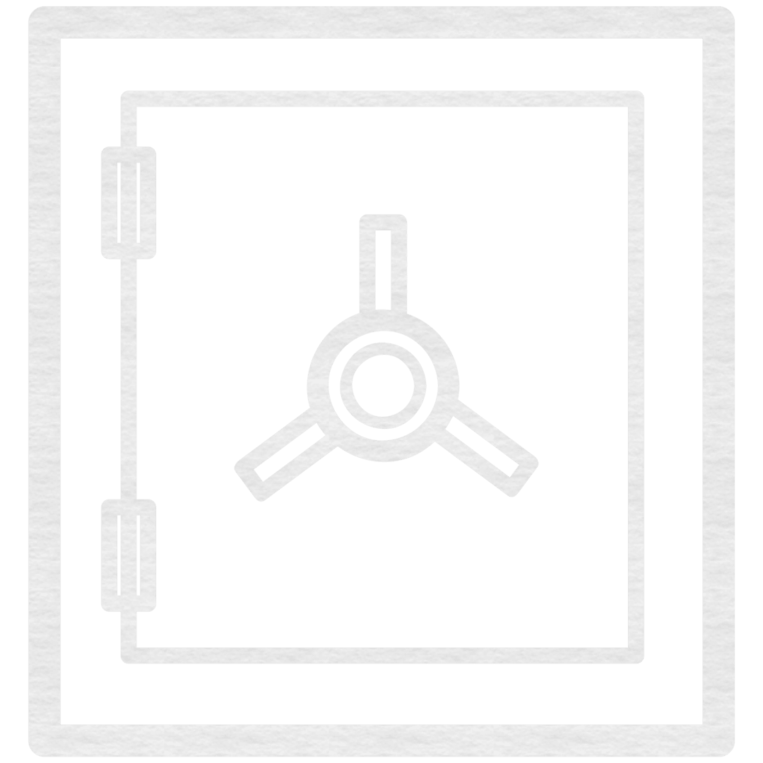 White Safe Lock Icon on Transparent Background
