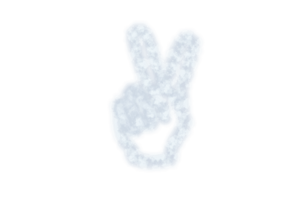 Cloud-Like Peace Sign Hand Gesture on Transparent Background