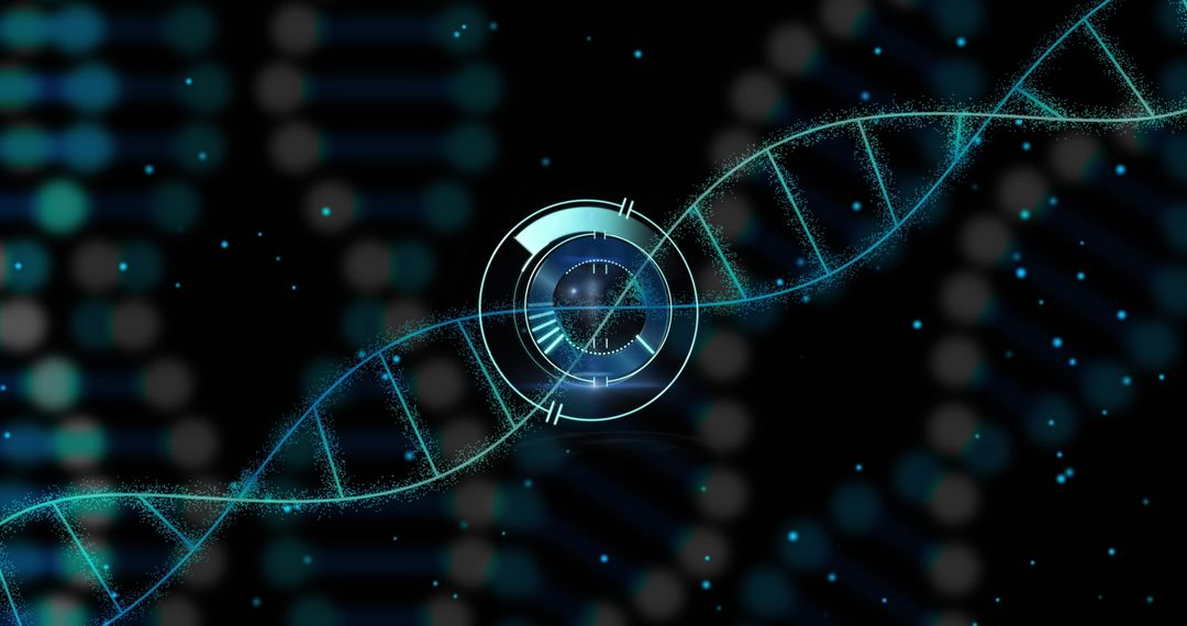 Digital Interface Overlay on DNA for Futuristic Biotech Concepts