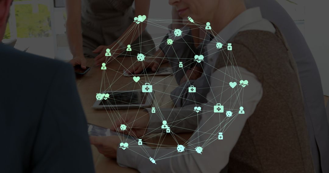 Digital Network Connectivity among Professionals with Technology Icons