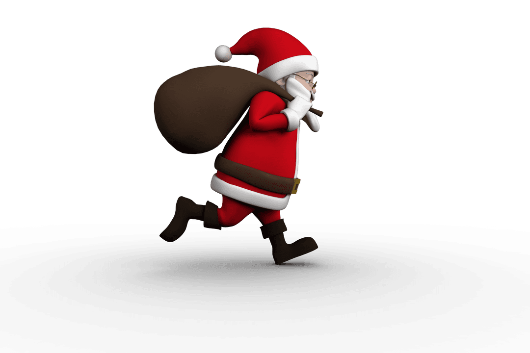 Transparent Santa Claus Running with Sack Illustration
