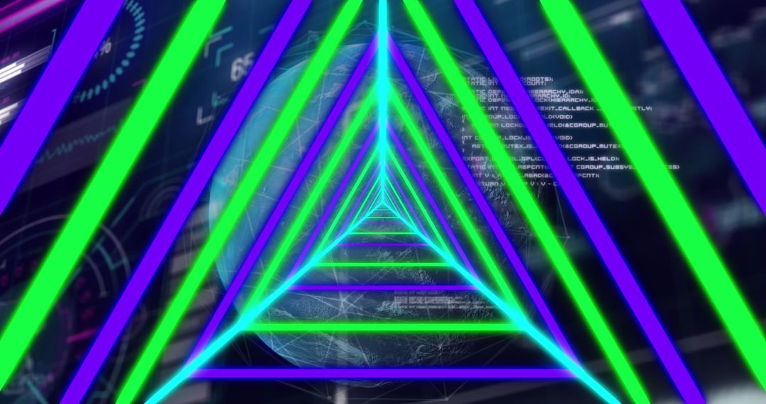 Futuristic Data Streams and Neon Geometry in Digital Interface Concept