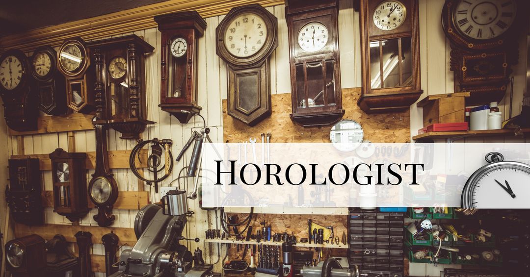 Horologist Workshop with Vintage Clocks and Repair Tools