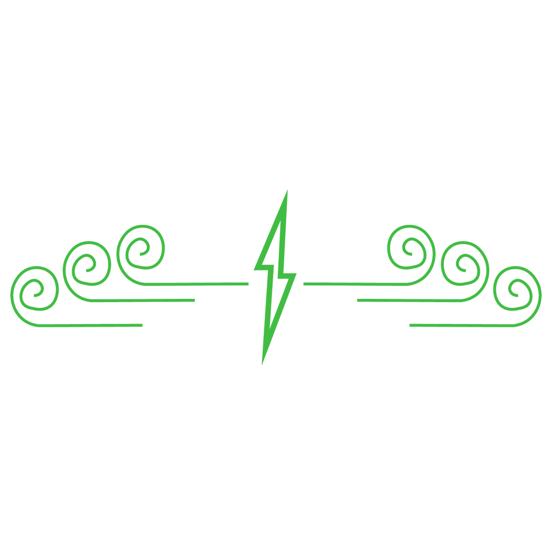 Transparent Green Swirl Decorative Design with Lightning Bolt