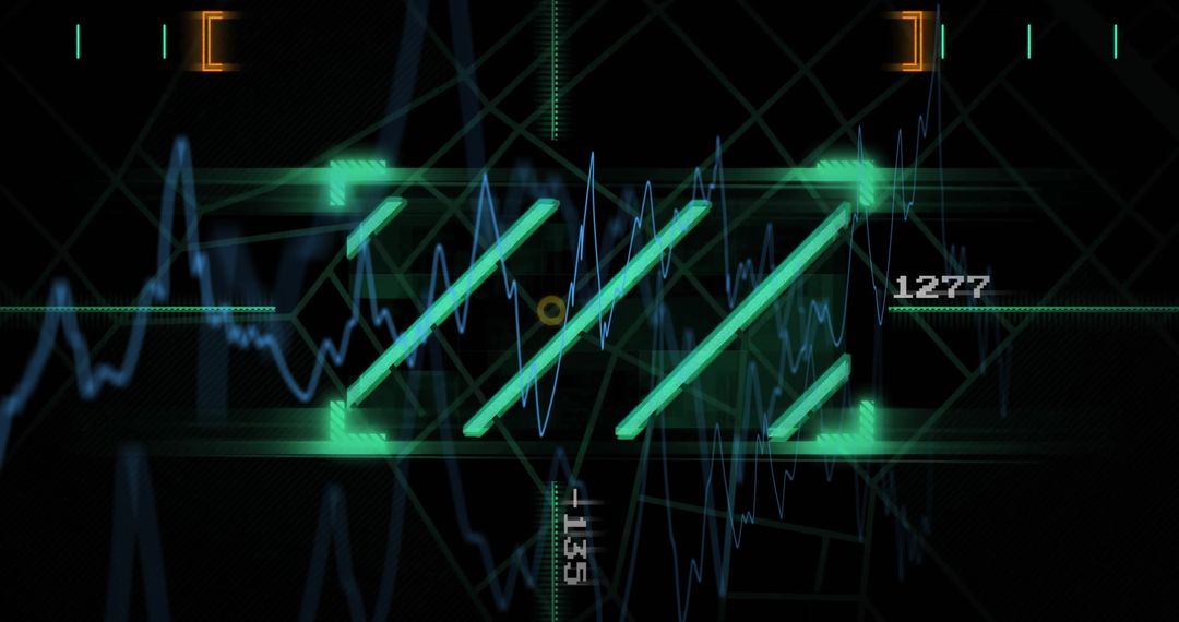 Futuristic Neon Green Interface with Data Visualizations
