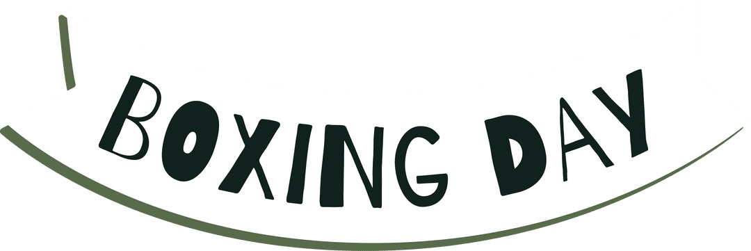 Floating Boxing Day Ribbon Banner on Transparent Background