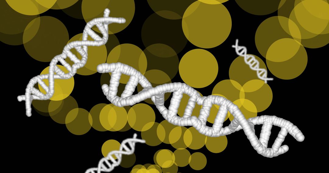 Spinning DNA Strands on Abstract Glowing Background