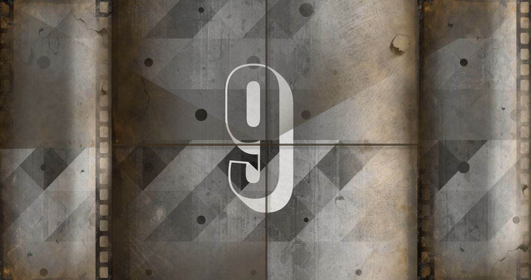 Retro Film Countdown Number Nine on Vintage Movie Background - Free Images, Stock Photos and Pictures on Pikwizard.com