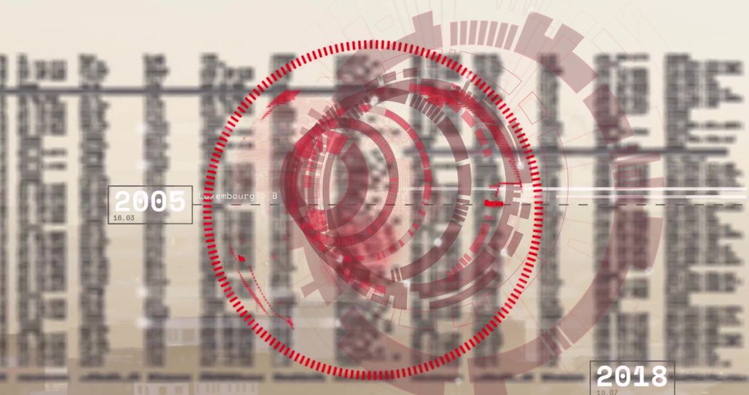 Digital Interface Concept with Red Scanner and Data Overlay