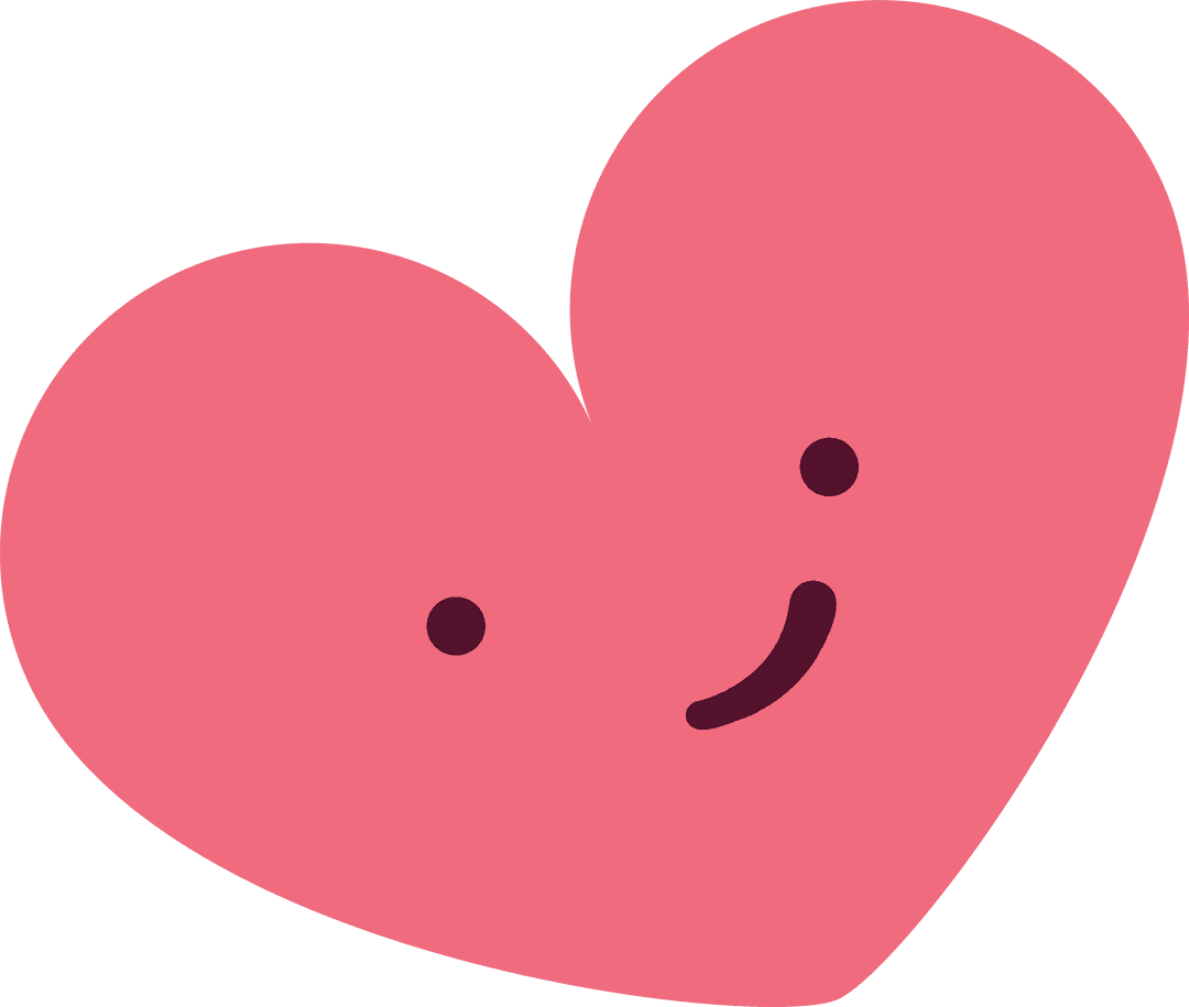 Transparent Cheerful Smiling Heart on Clear Background