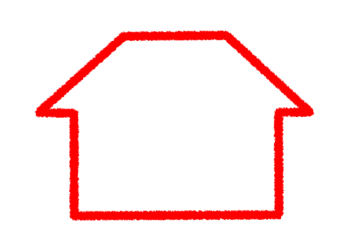 Transparent Red House Outline on Clear Background