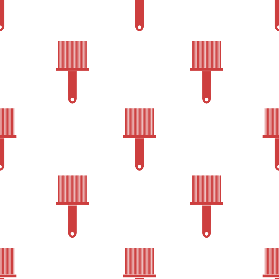 Red pattern of paintbrushes on transparent background vector