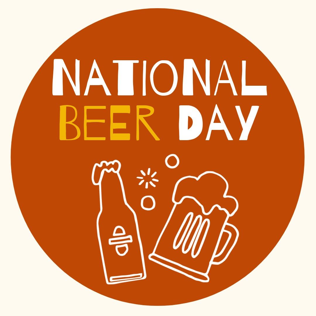 Digital composite image of national beer day text with mug and bottle symbol over white background - Download Free Stock Templates Pikwizard.com