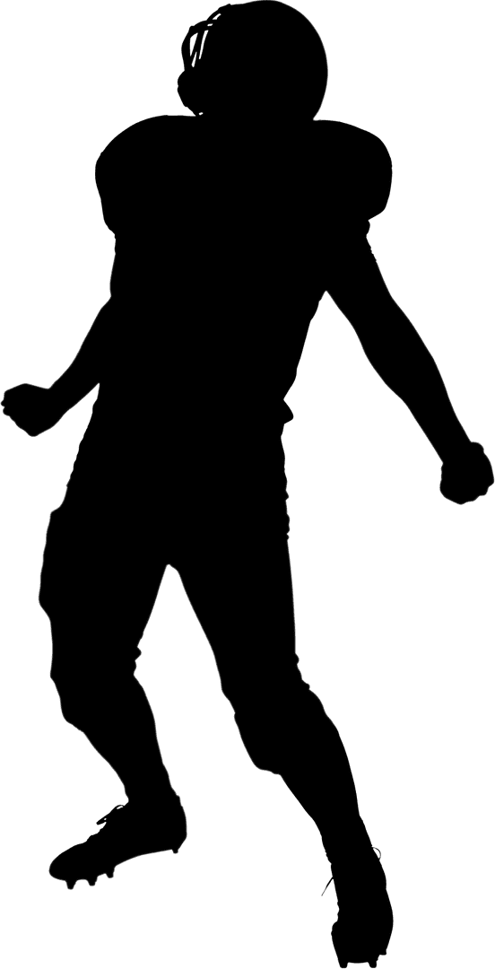 American Football Player with Hands Clasped on Transparent Background