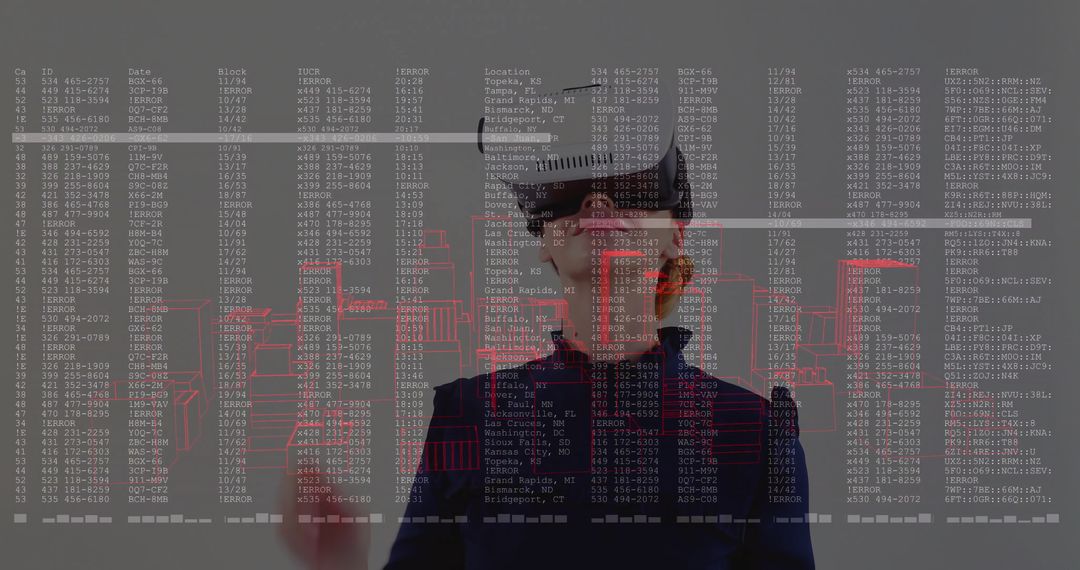 Woman Analyzing Data with AR Visor in Tech Lab