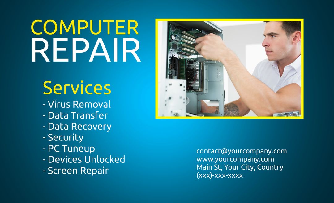 Computer Repair Technician Providing Efficient IT Services - Download Free Stock Templates Pikwizard.com