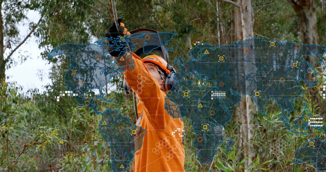 AR Display Integrating Safety Checks with World Map Overlay