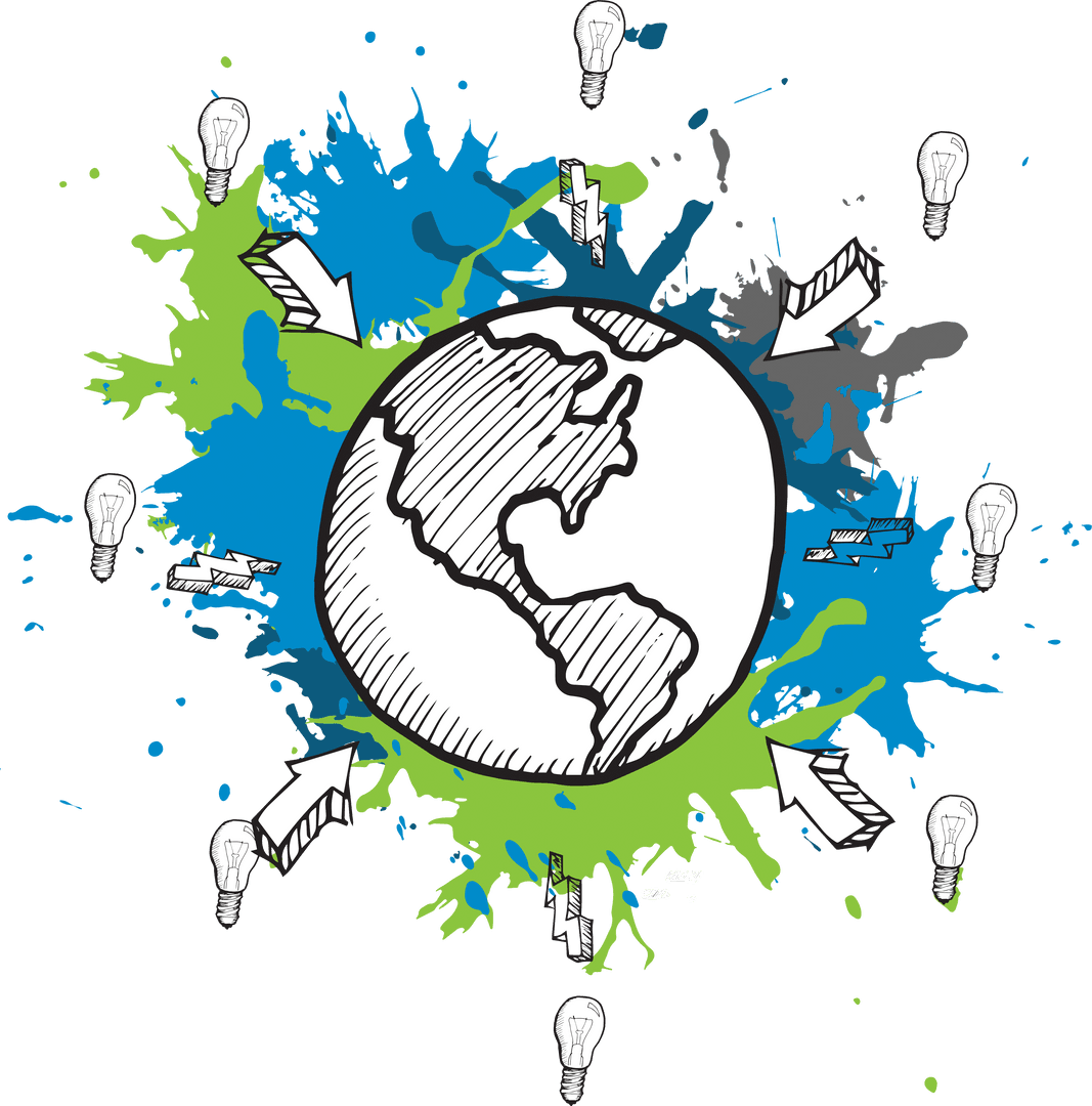 Creative Globe and Light Bulb Illustration on Transparent Background