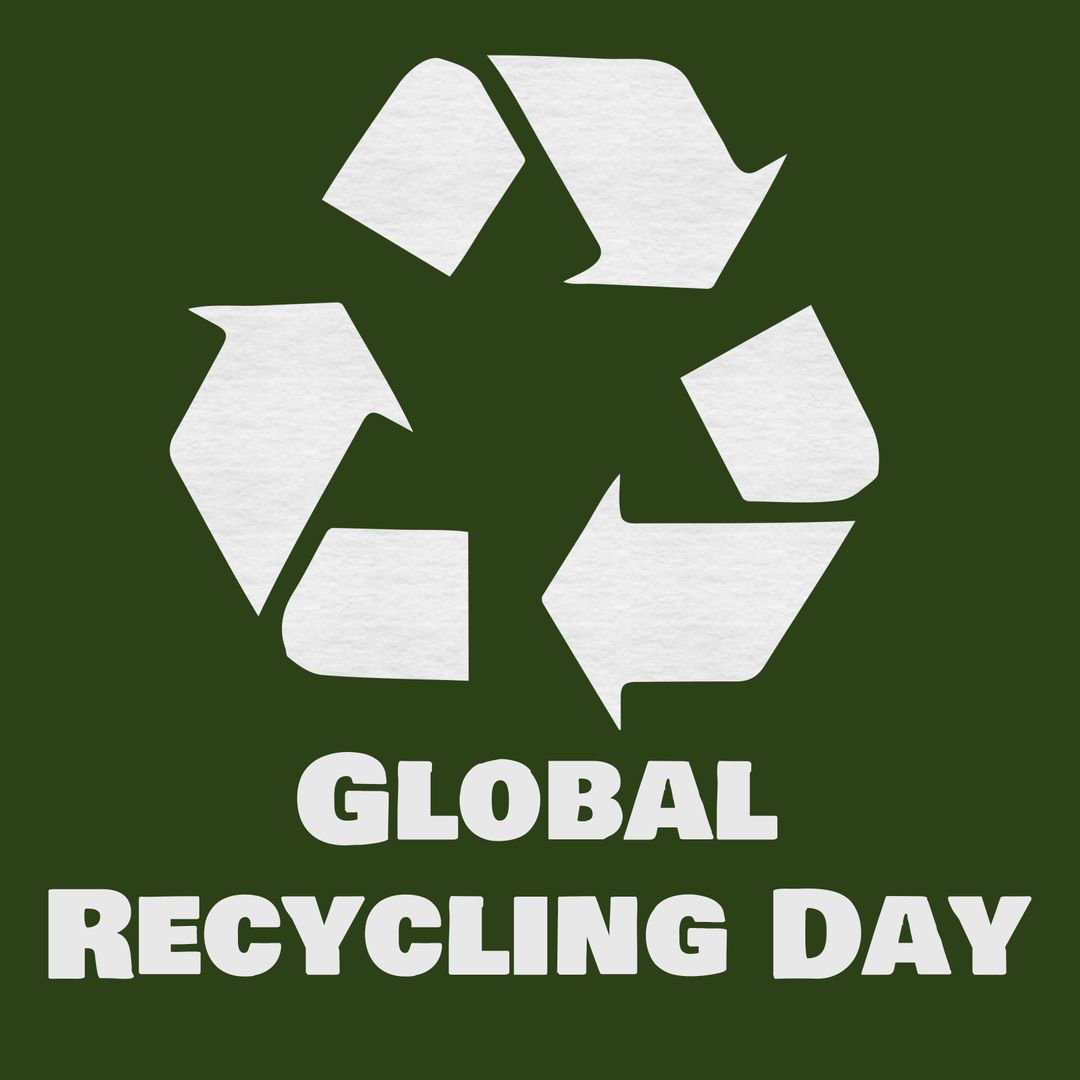 Global Recycling Day Symbol with White Arrows on Green Background