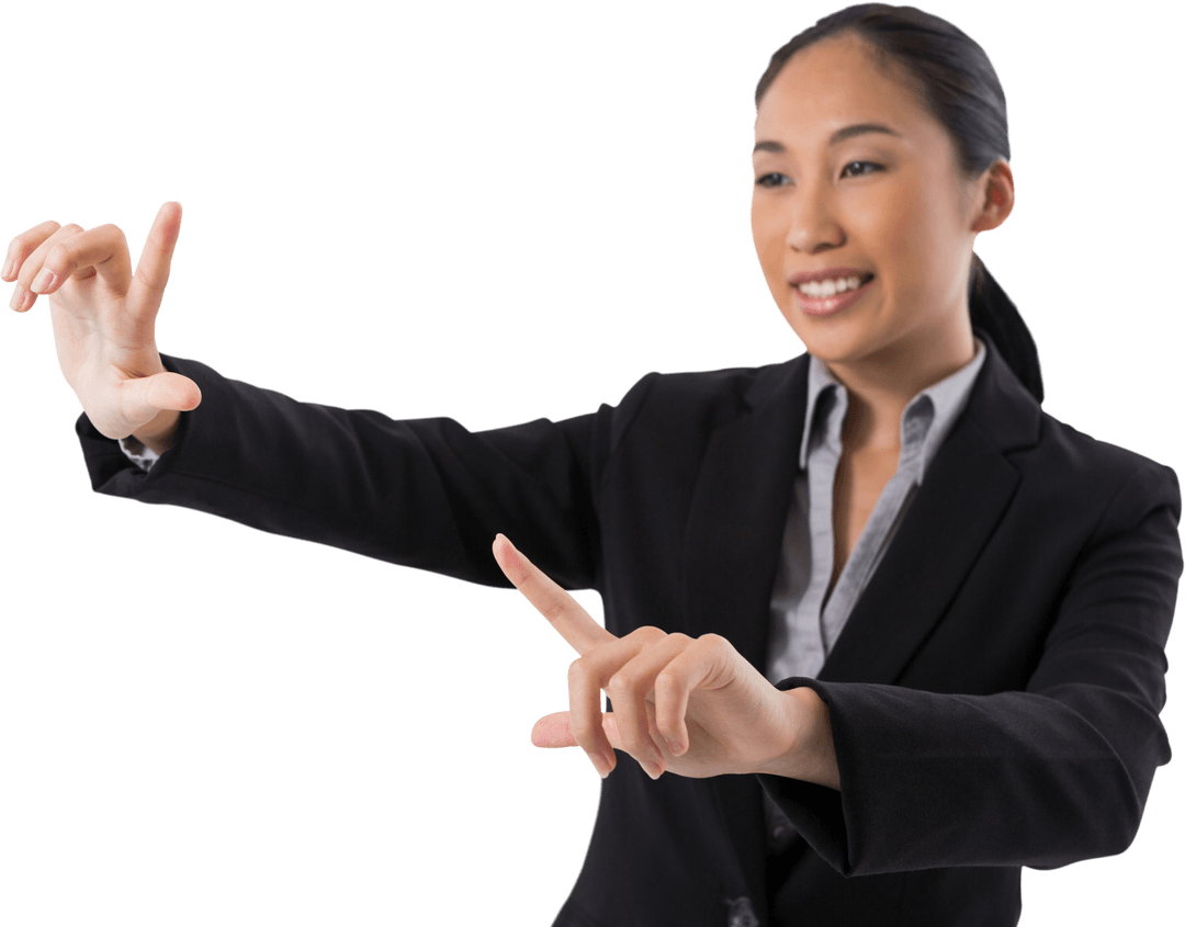 Transparent Virtual Interface Interaction by Businesswoman