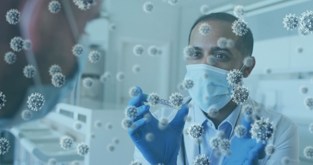 Healthcare Worker Presenting COVID-19 Vaccine in Laboratory