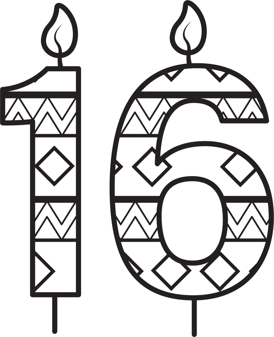 Illustration Transparent 16th Birthday Candle Vector Pattern