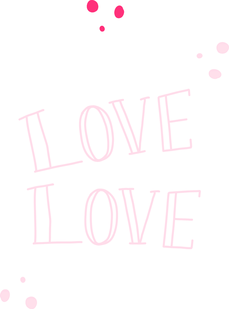 Pink Outlined LOVE Text with Dotted Decor on Transparent Background