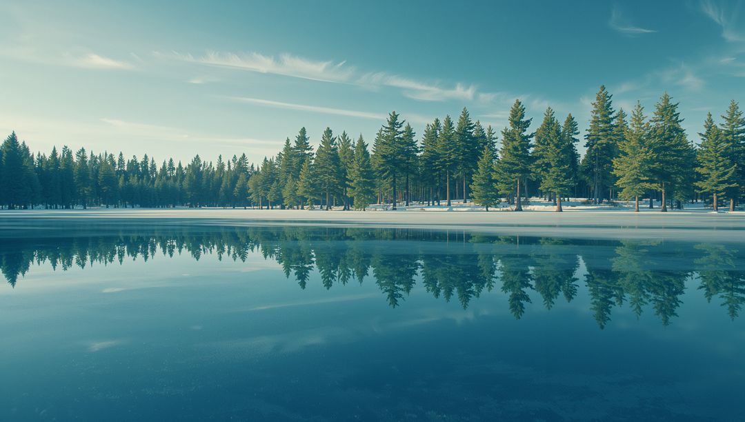 Serene Winter Reflections on a Tranquil Lake