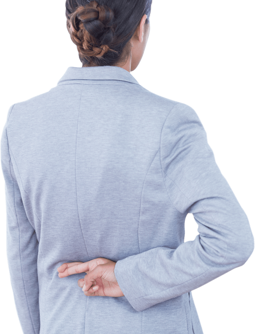 Businesswoman with Transparent Background Crossing Fingers