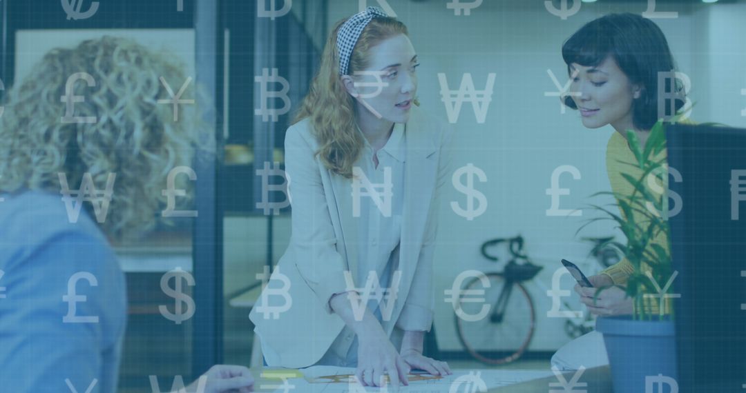 Diverse Professionals Collaborating on Financial Concepts in Modern Office