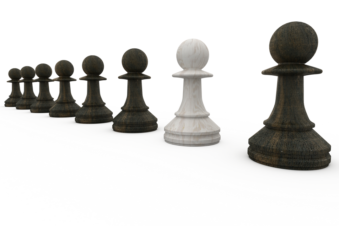 Transparent White Pawn Leading Group of Black Pawns - Download Free Stock Images Pikwizard.com