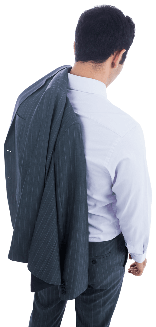 Asian Businessman in Formal Attire Standing on Transparent Background