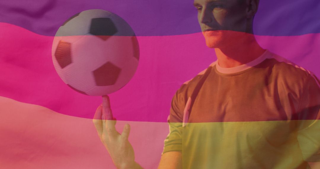 Soccer Player Balancing Ball: Transparent Pride Flag Overlay - Free Images, Stock Photos and Pictures on Pikwizard.com