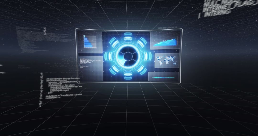Futuristic Digital Interface Displaying Data Graphics
