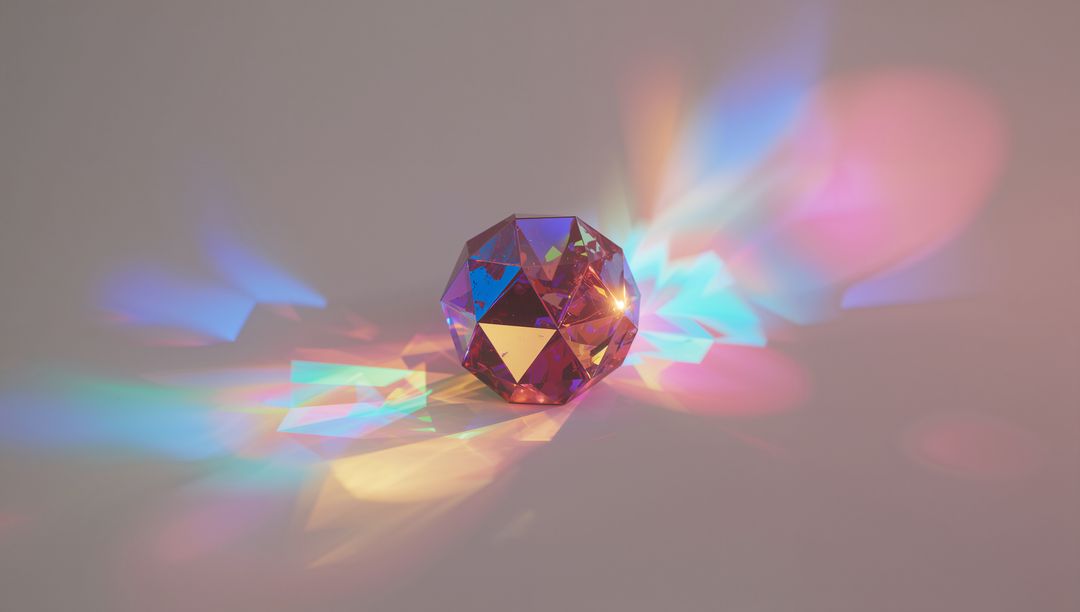 Prismatic Crystal Casting Vibrant Spectrum on Surface