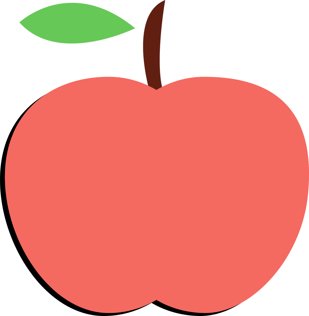 Minimalist Transparent Apple Illustration with Green Leaf