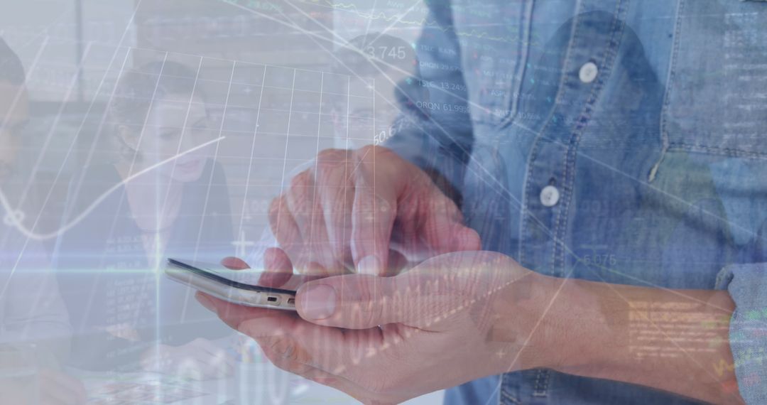 Tapping Smartphone Amid Overlays of Business Data and Charts