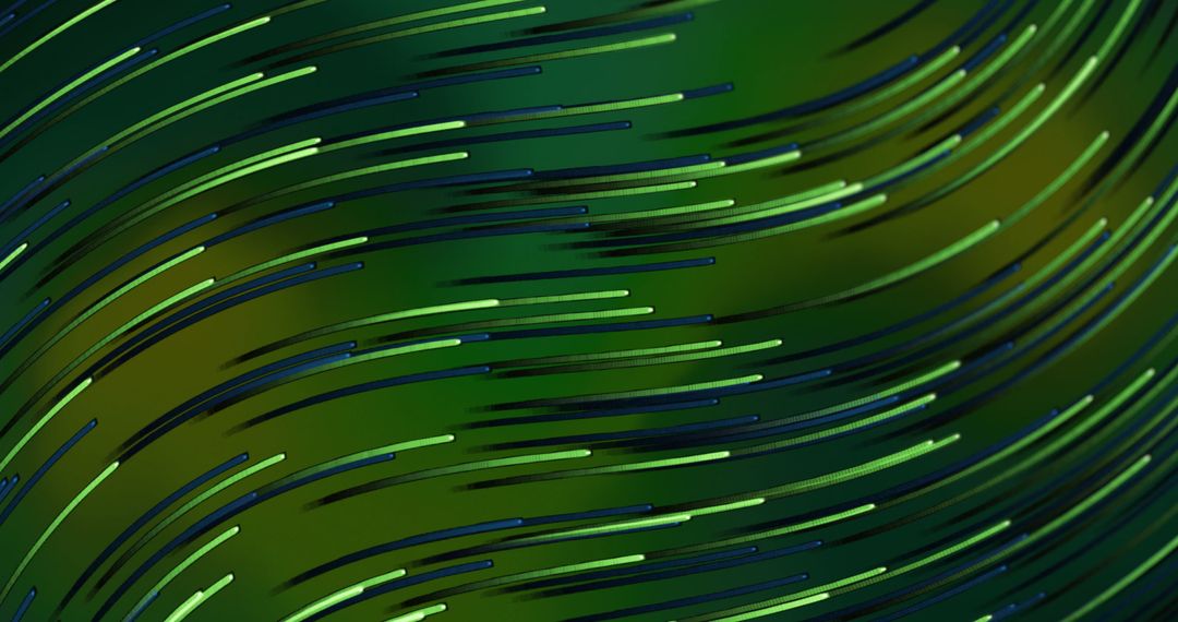 Abstract Curved Green Light Patterns on Dark Background