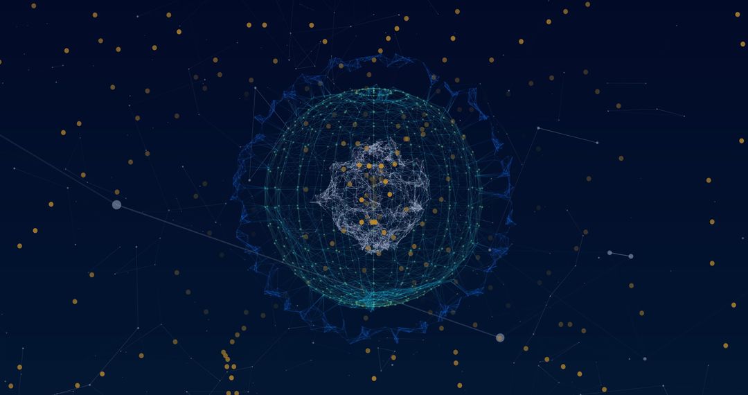 Abstract Digital Network Sphere in Cosmic Space