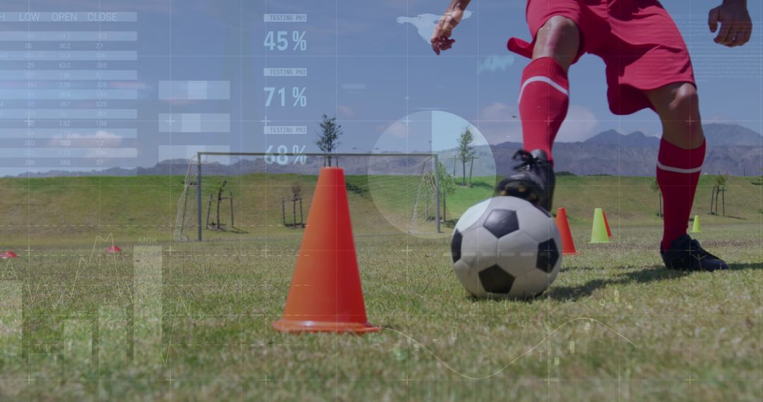 Soccer Training With Digital Data Visualization Overlay