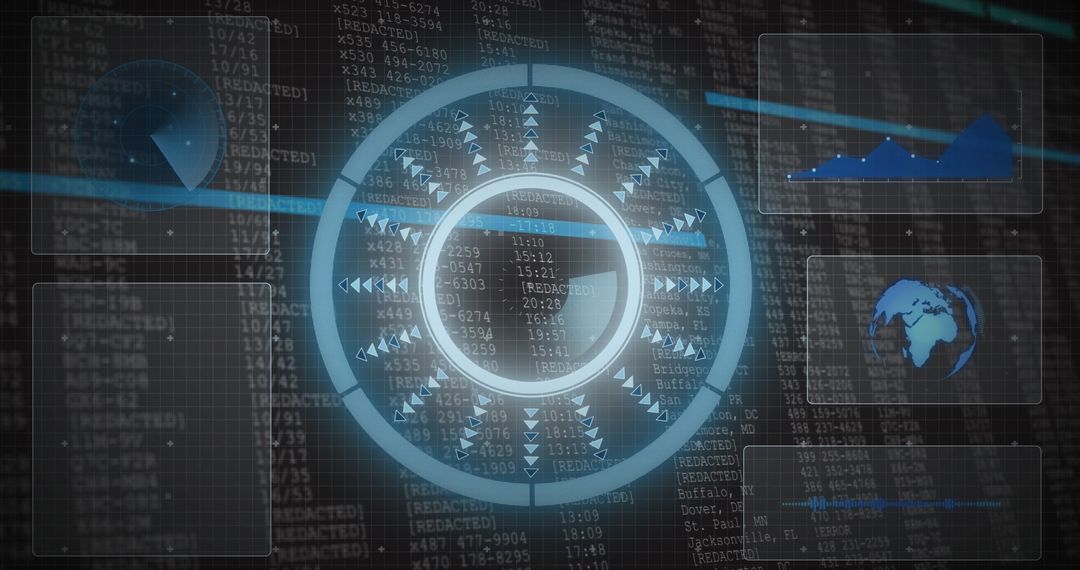 Futuristic Digital Dashboard Display Featuring Data Analytics