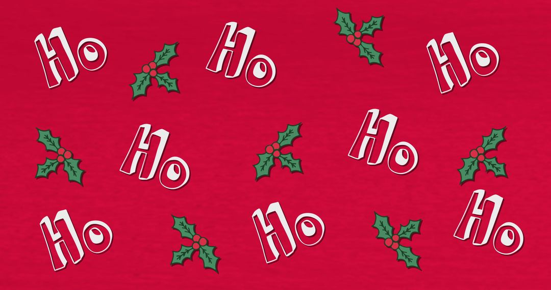 Festive Ho Ho Ho Holly Pattern for Christmas Celebration - Free Images, Stock Photos and Pictures on Pikwizard.com