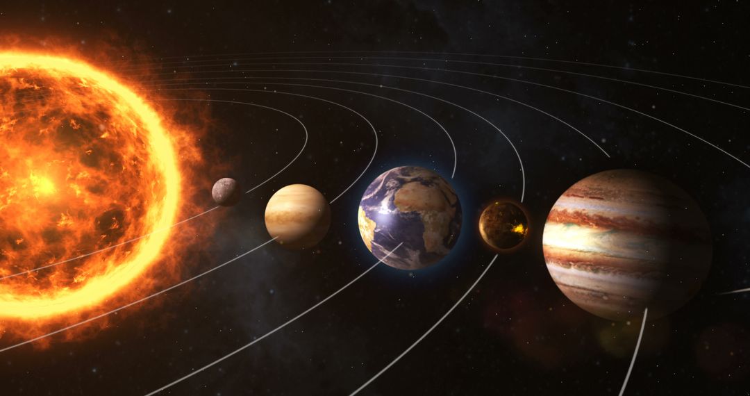 Digital Artistic Representation of Solar System Planets in Orbit - Free Images, Stock Photos and Pictures on Pikwizard.com