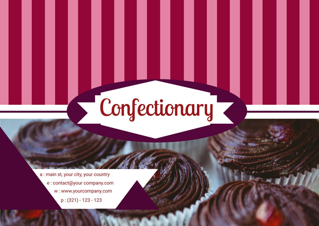 Confectionary Business Card with Delicious Chocolate Cupcakes - Download Free Stock Templates Pikwizard.com