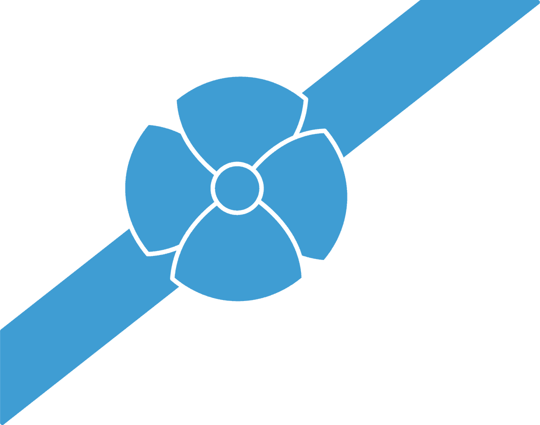 Blue Ribbon with Petal Design on Transparent Background