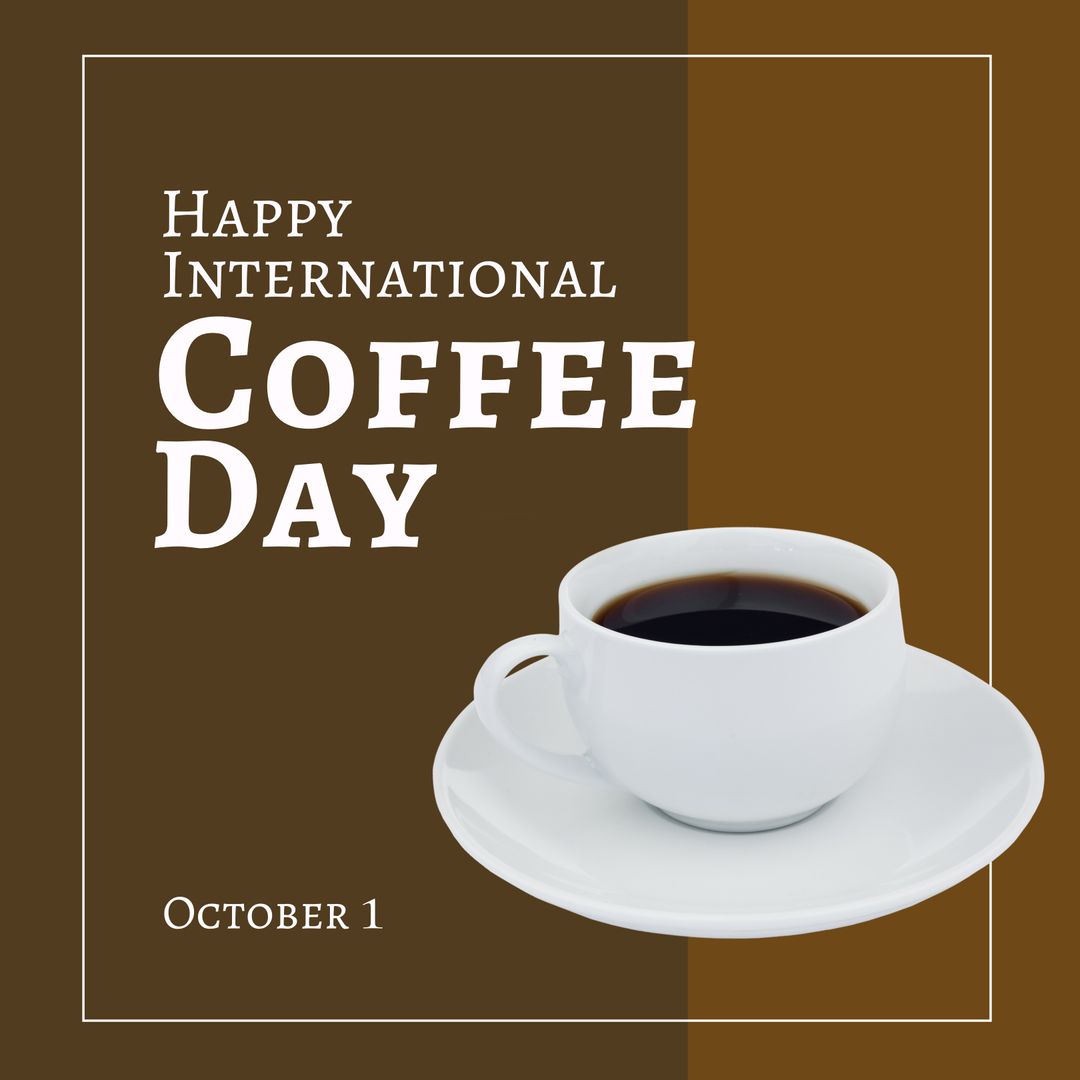 Happy International Coffee Day Celebration with Coffee Cup - Download Free Stock Templates Pikwizard.com