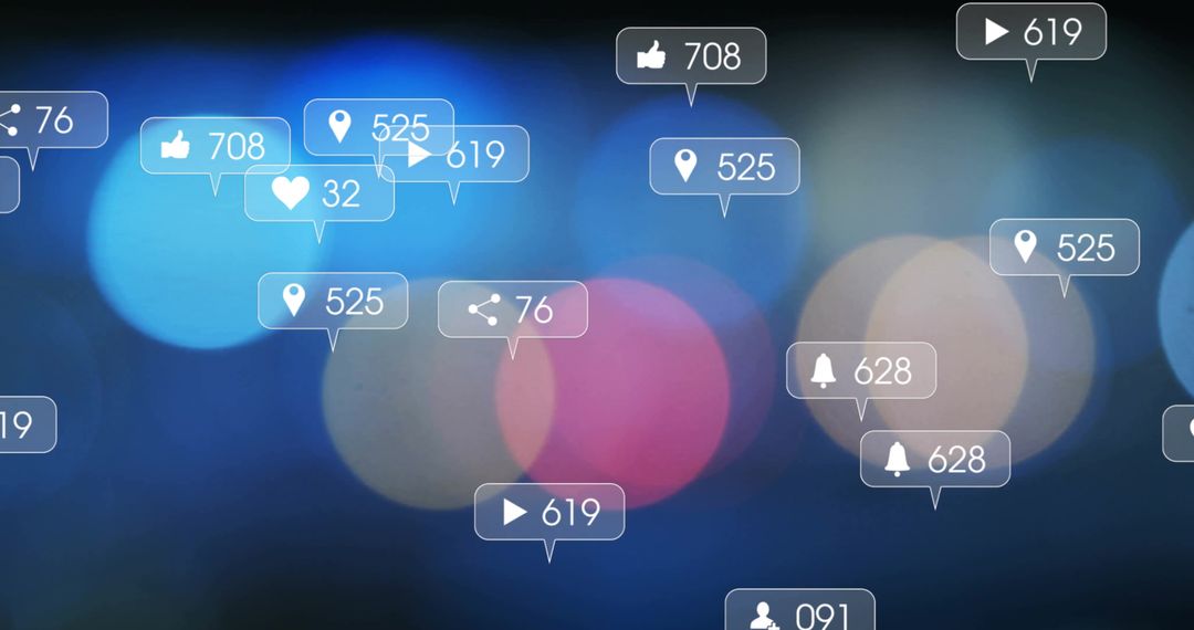 Rising Social Media Engagement Over Neon Bokeh Zero Interface