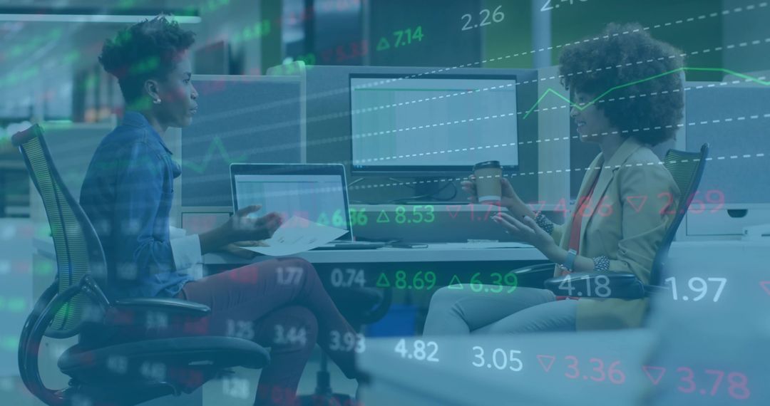 Collaborative Team Meeting Analyzing Market Trends in Modern Office