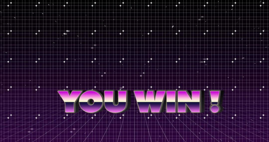 80s Retro You Win Overlay with Grid and Digital Stars